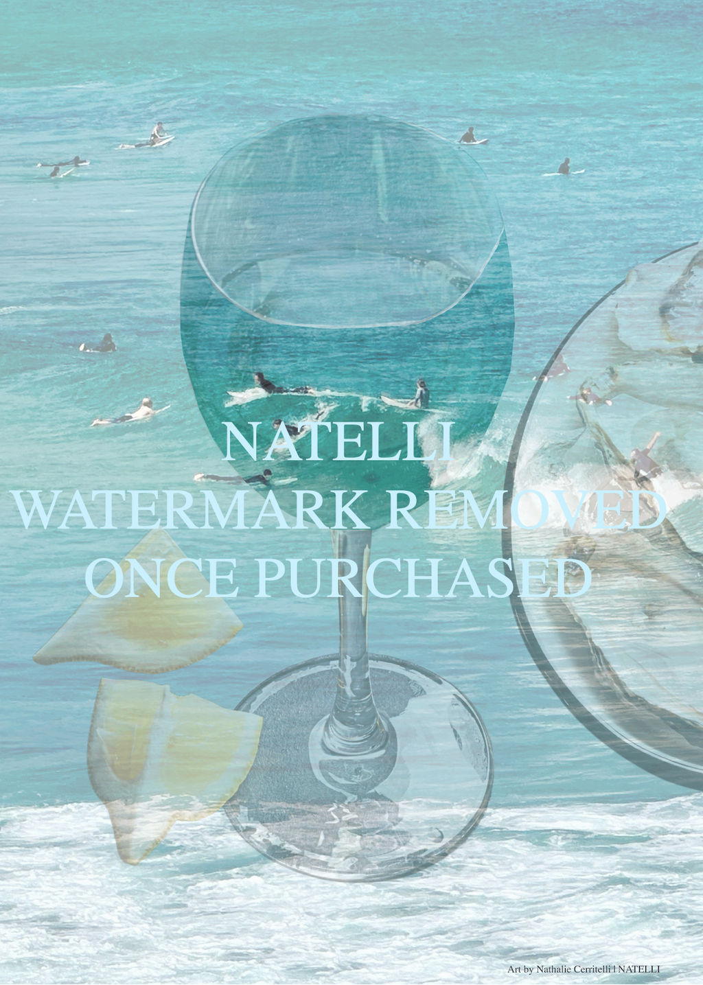 Surfing an Oyster with White Wine by the Sea Digital Print | NATELLI